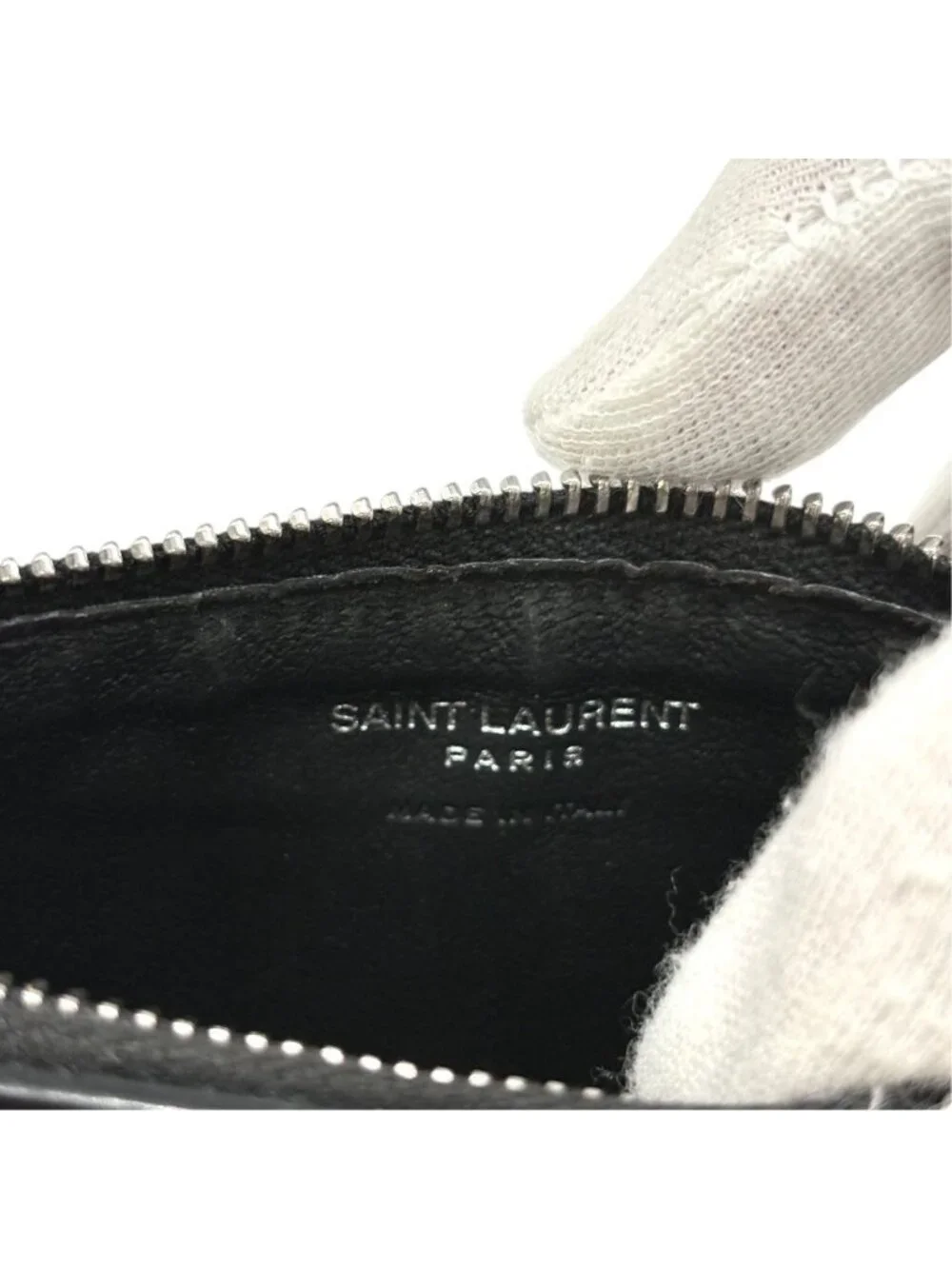 Saint Laurent Paris Fragment Case Cassandra Coin Purse Card Leather Black YSL